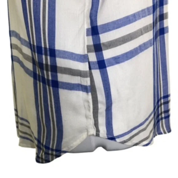 NWOT Hester & Orchard Plaid Button Front Roll Up Tabbed Sleeve Shirt Size M - Picture 8 of 11